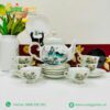 Bộ ấm chén Bát Tràng họa tiết sơn thủy
