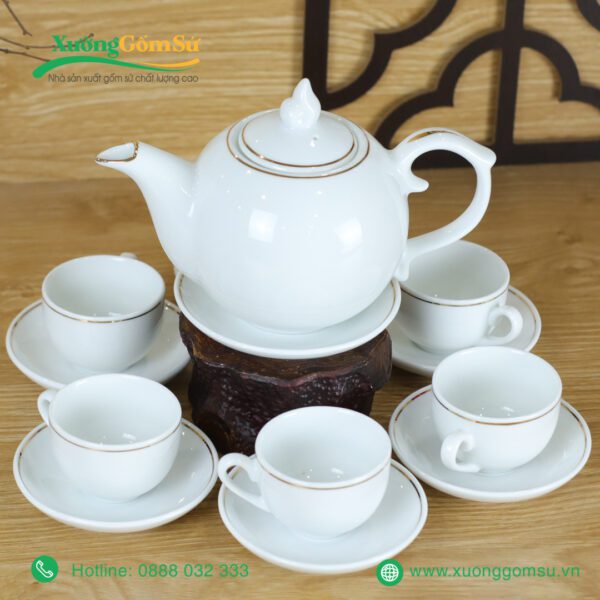 Bộ Ấm Chén Dáng Bưởi Chóp Lửa Kẻ Chỉ
