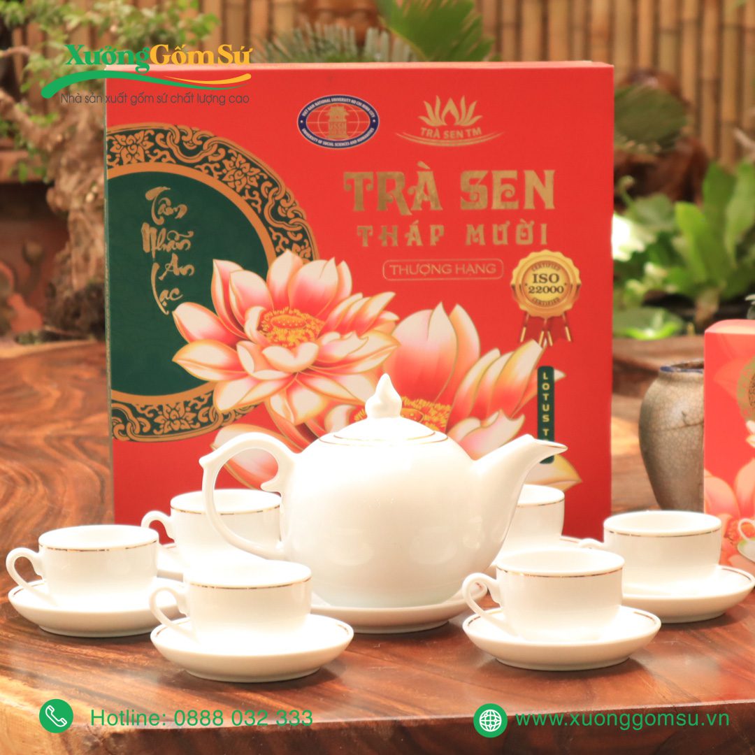 Bộ Ấm Chén Dáng Bưởi Chóp Lửa Kẻ Chỉ