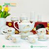 Bộ ấm chén dáng đèn thần vẽ vàng
