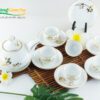 Bộ ấm chén vòi voi vẽ sen vàng