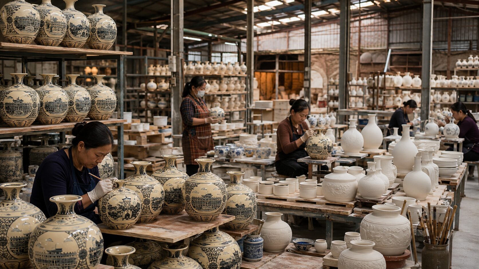 Không gian chế tác gốm Bát Tràng